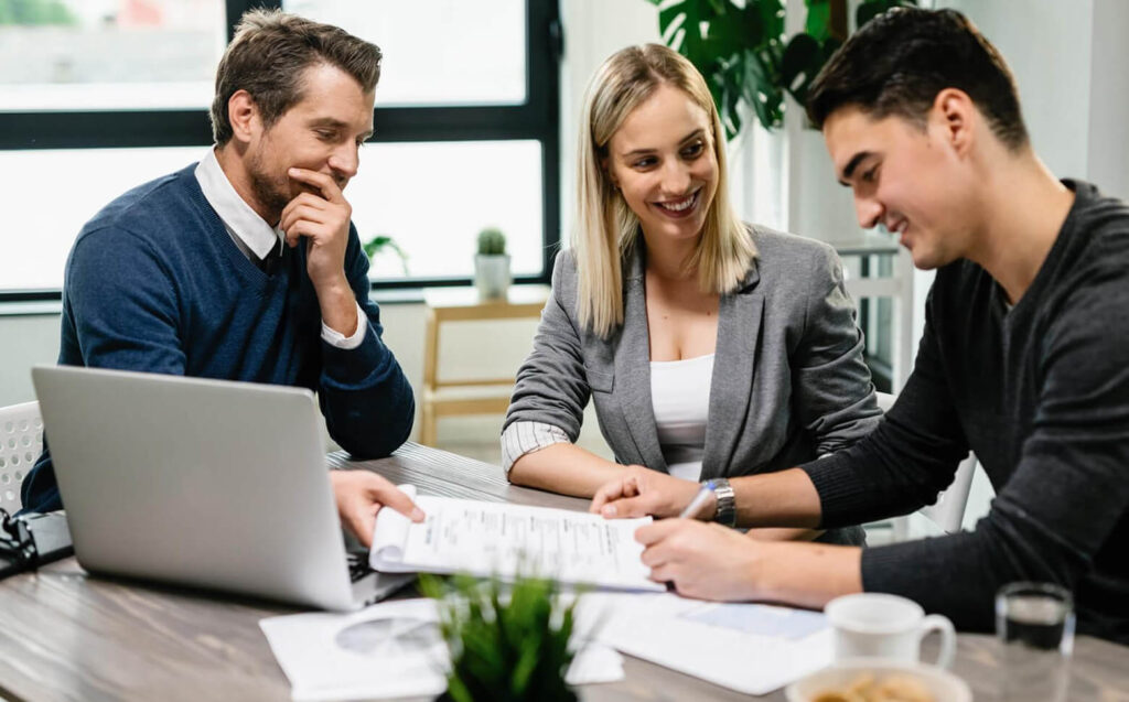 The Frankel & Associates team collaborating on a project